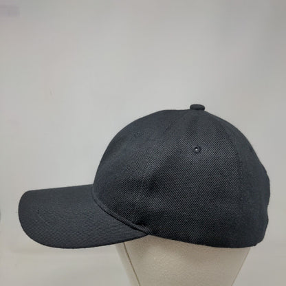 Unbranded Strapback Hat Black One Size 6 Panel Adjustable Blank Solid