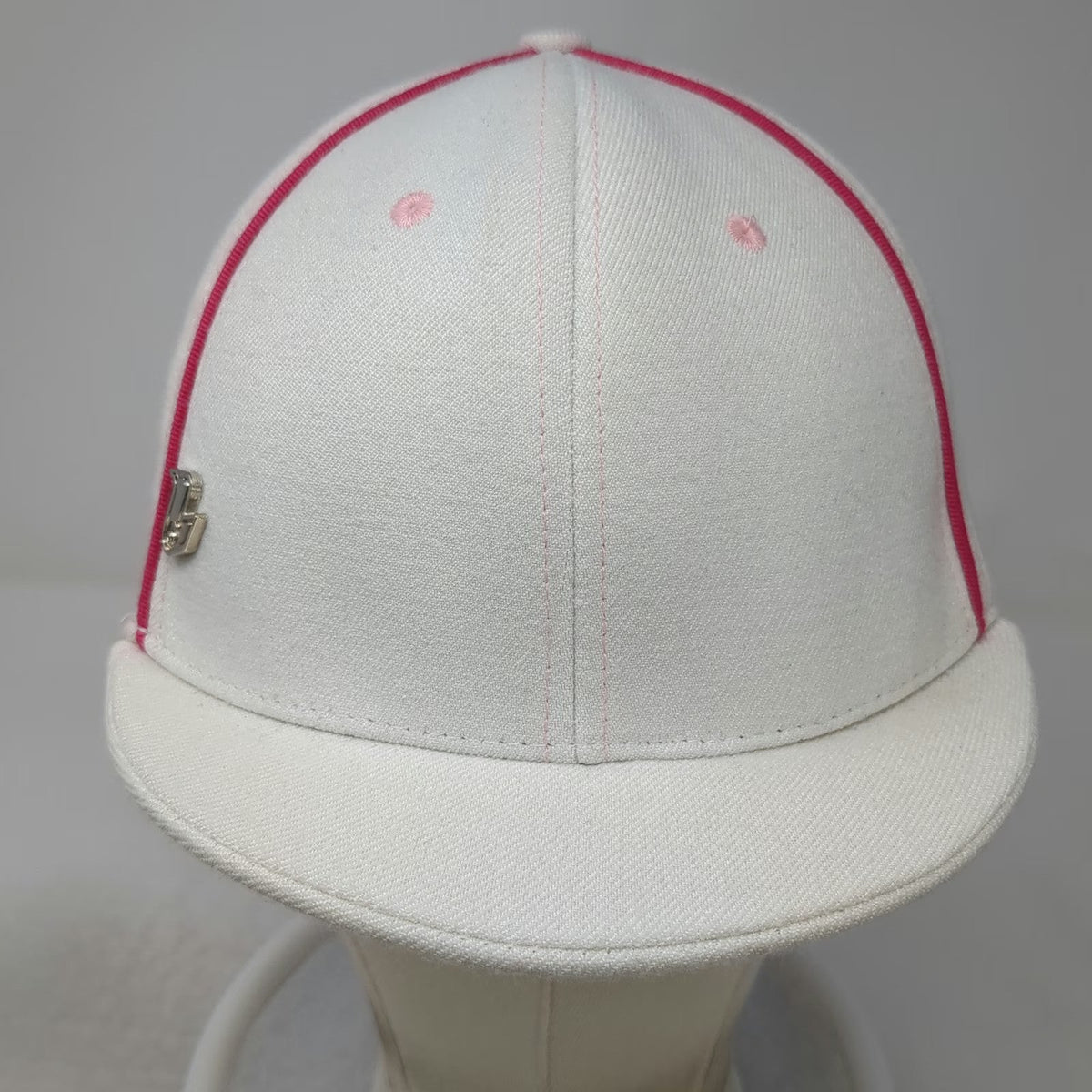 Lil Brims Baseball Cap White Pink Green One Size Scroll Print Stretch Fit Hat