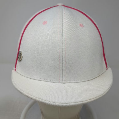 Lil Brims Baseball Cap White Pink Green One Size Scroll Print Stretch Fit Hat