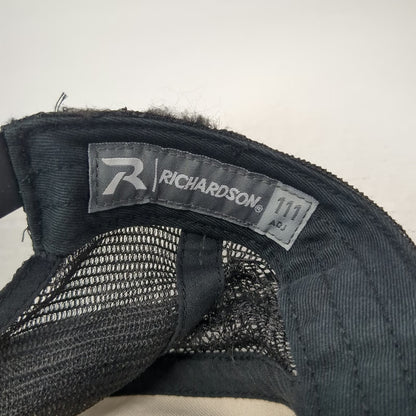 Richardson Trucker Hat Beige Black Orange One Size Universal Athletic Patch