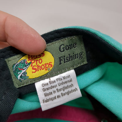 Bass Pro Shops Snapback Hat Blue One Size Pink Fish Graphic Adjustable Cotton