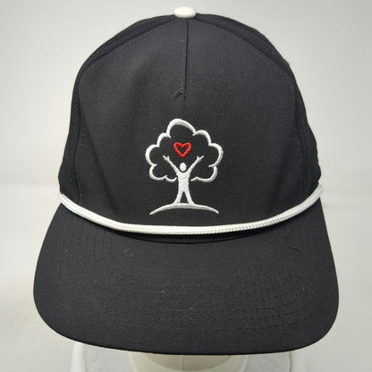 Pins & Aces 5 Panel Black One Size Hat Freedom Youth Tree Heart Rope Snapback