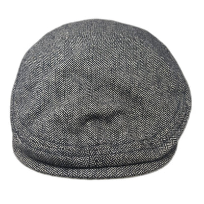 District Newsboy Cap Gray XL Wool Blend Herringbone Pattern Flat Driving Ivy Hat