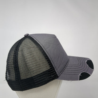 Ha Snapback Trucker Hat Gray One Size Adjustable Mesh Back Distressed Blank
