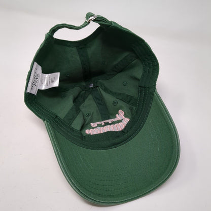 Happy Camper Slideback Hat Green OSFA Adjustable Embroidered Mighty Fine Cotton