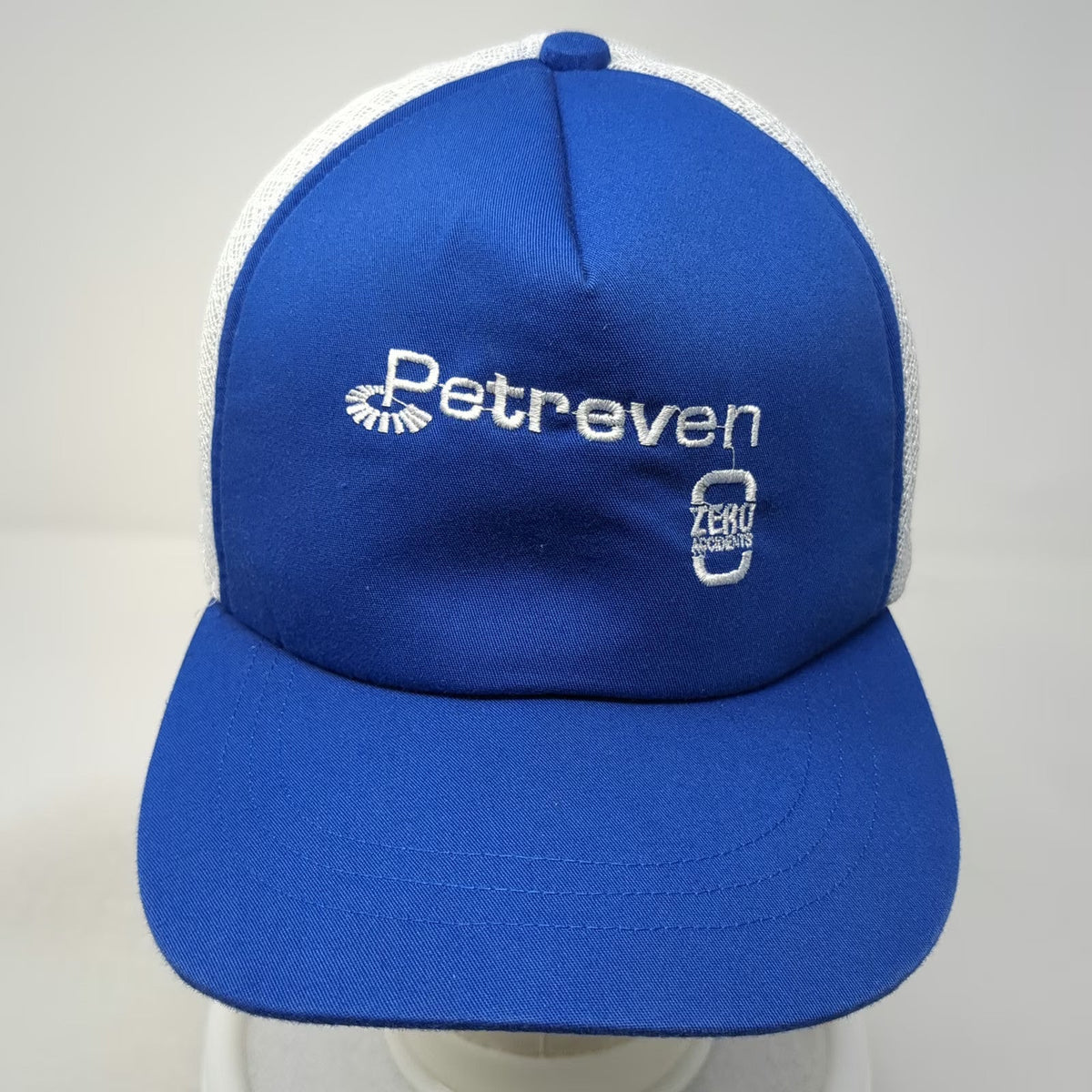 Petreven Zero Accidents Blue White One Size Trucker Hat Mesh Snapback Drilling