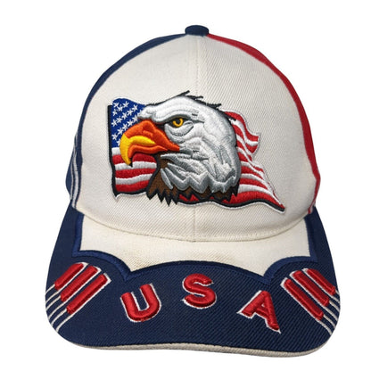 USA Flag Eagle Strapback Hat Multi One Size Adjustable Colorblock