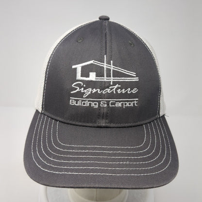 Signature Building & Carport Snapback Trucker Hat Gray OS Adjustable Mesh Otto