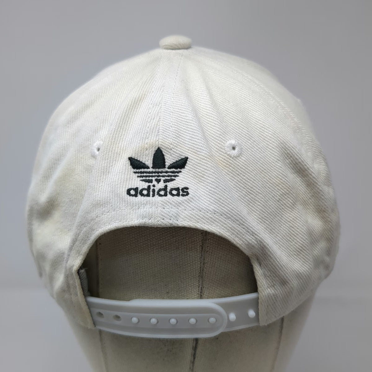 Adidas Baseball Cap White One Size Snapback Trefoil Logo Gray Underbrim Hat