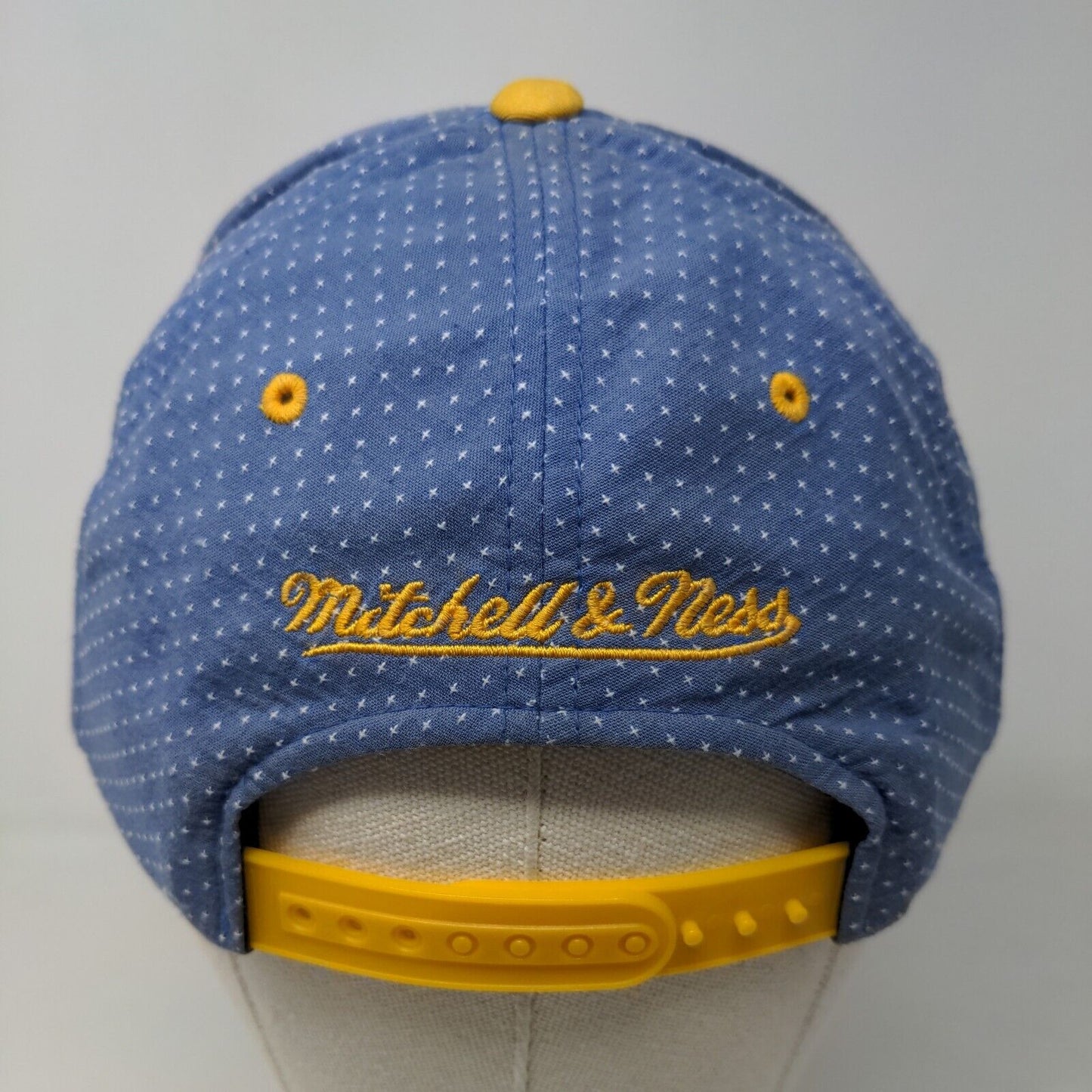 Mitchell & Ness Men's Snapback Hat Blue Polka Dots OSFA Golden State Warriors