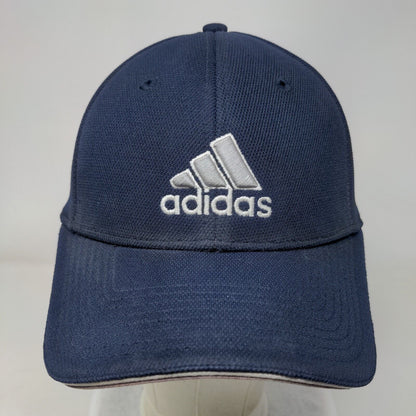 Adidas 3 Stripes Fitted Hat Blue S/M Embroidered Logo Always Cool