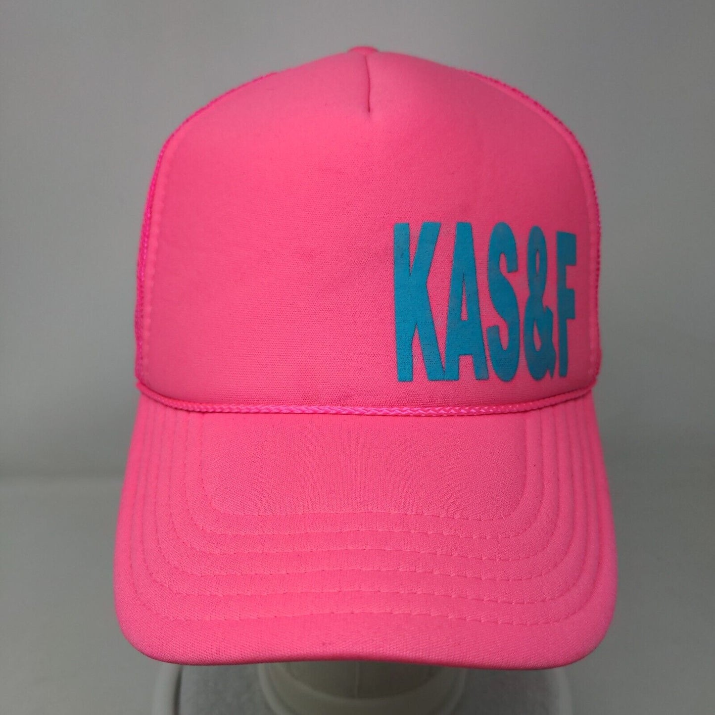 KAS&F Snapback Trucker Hat Pink OSFM Adjustable Mesh Back Rope Otto
