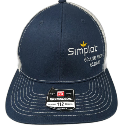 Richardson Trucker Hat Blue One Size Mesh Snapback Simplot Grand View Farms