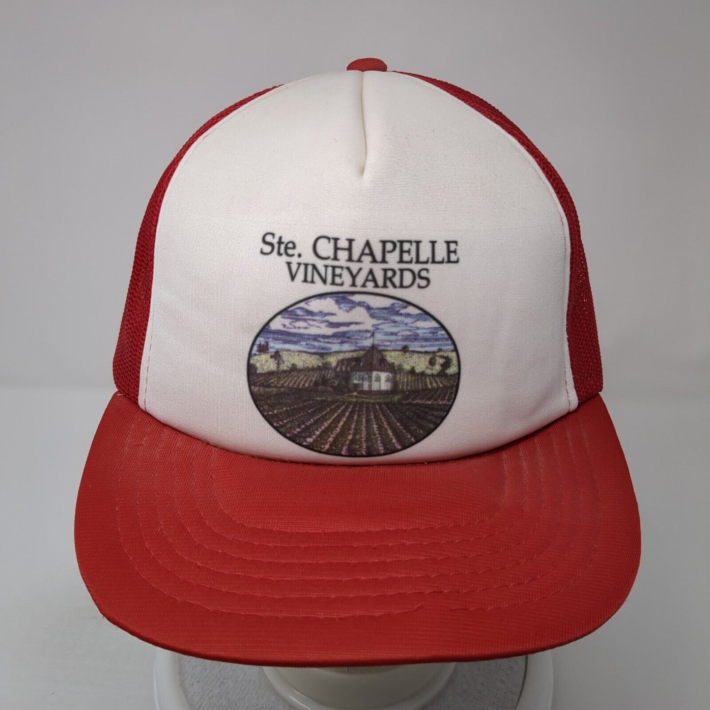 Ste. Chapelle Vineyards Snapback Trucker Hat Red One Size Adjustable Mesh Back