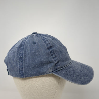 Unbranded Strapback Hat Blue OS Adjustable Vented Holes 6 Panel Denim Blank