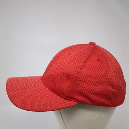 Rising Fish Strapback Hat Red One Size Adjustable Embroidered 6 Panel
