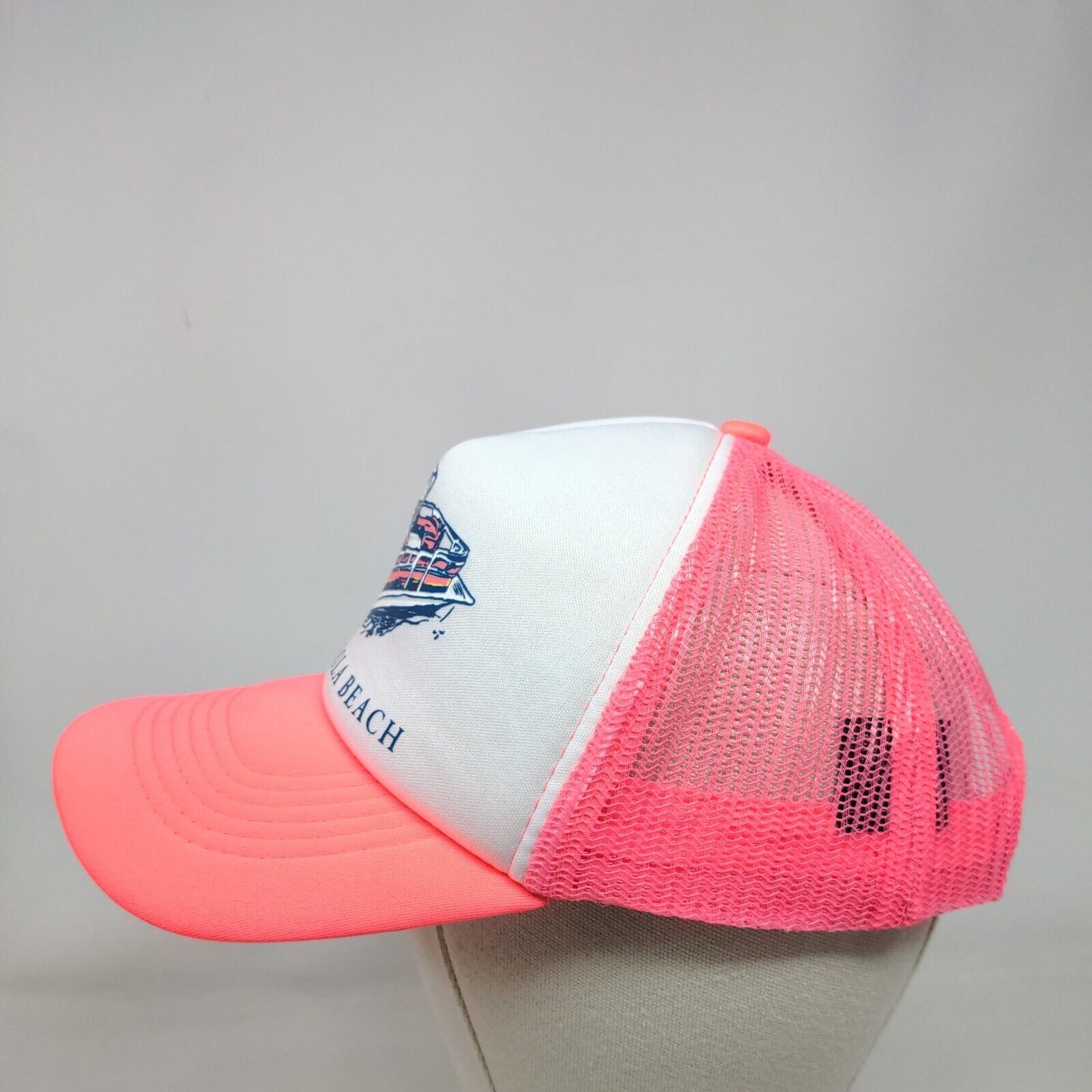 Pensacola Beach Snapback Mesh Back Trucker Hat Pink One Size Lucky 7