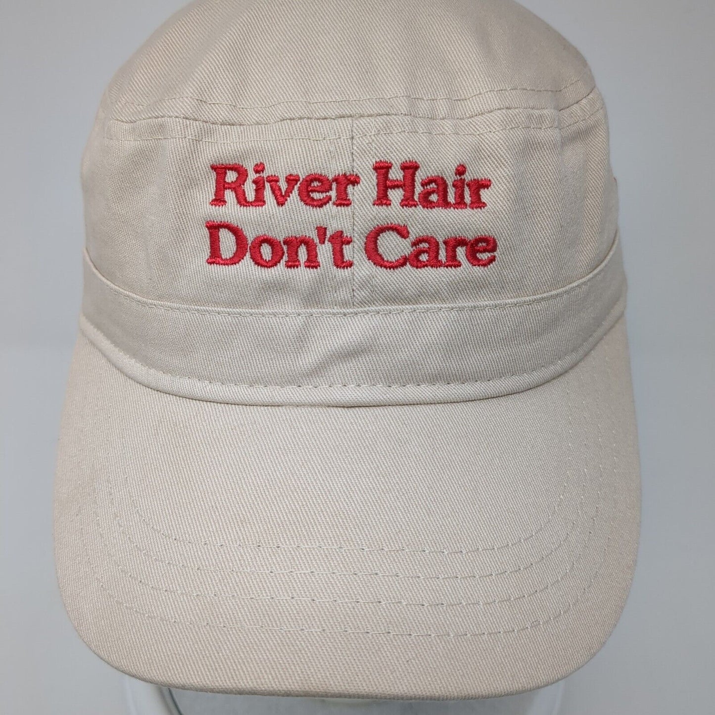 River Hair Don't Care Strapback Cadet Army Hat Tan One Size Embroidered