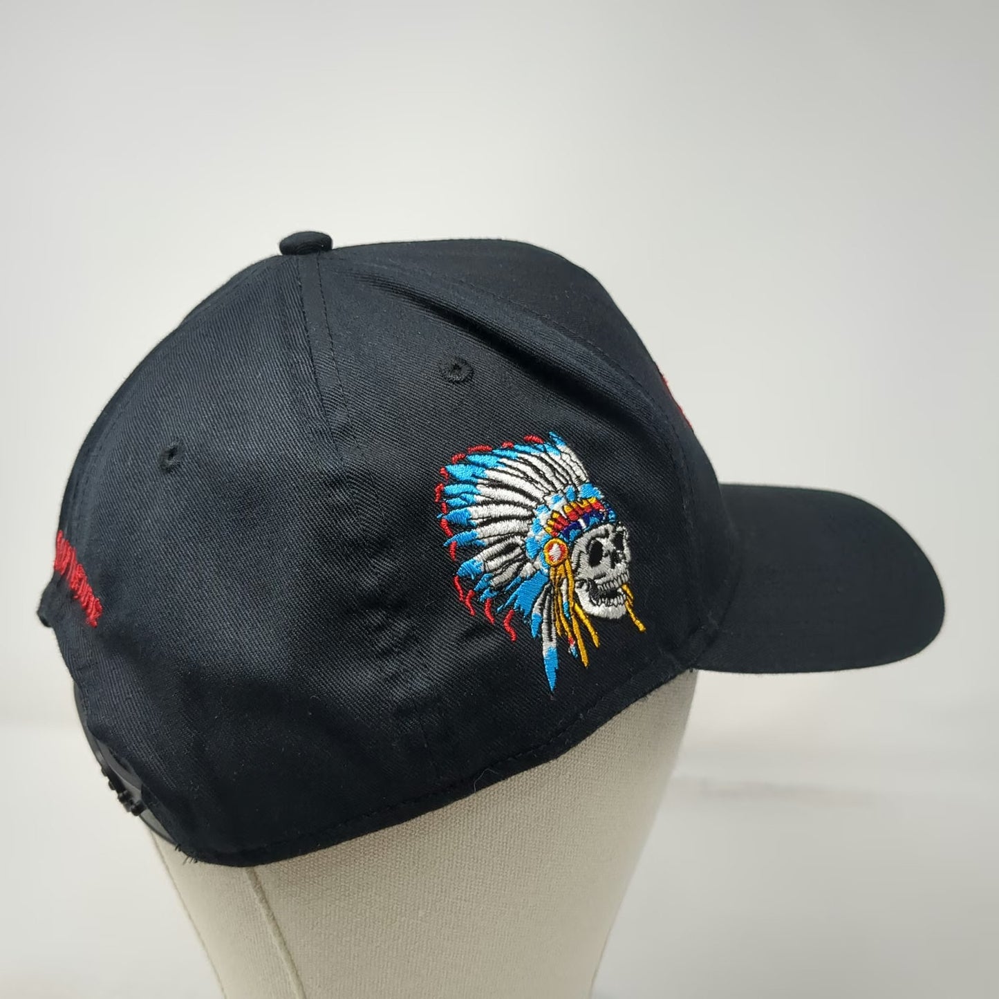 Gifts of Fortune 5 Panel Black One Size Hat Skull Headdress Snapback Warriors