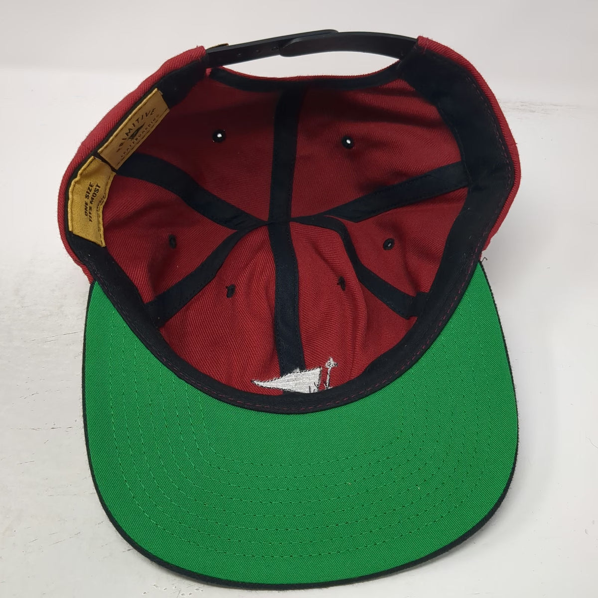 Primitive Snapback Red One Size Pennant Logo Green Underbrim Skateboarding Hat