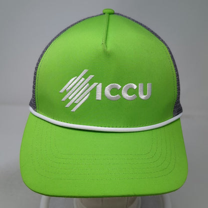 Namebrand HQ ICCU Green Gray Trucker Hat One Size Mesh Rope Snapback Logo