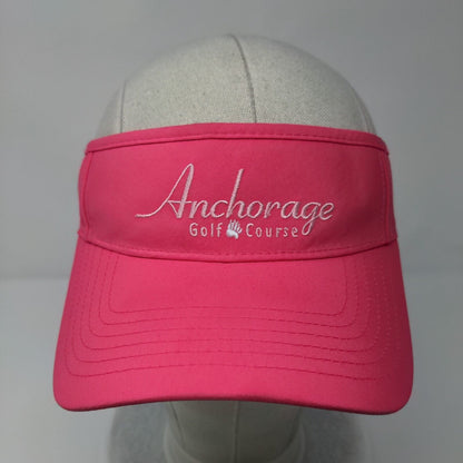 Anchorage Golf Course Strapback Visor Hat Pink 52cm Embroidered Vimhue