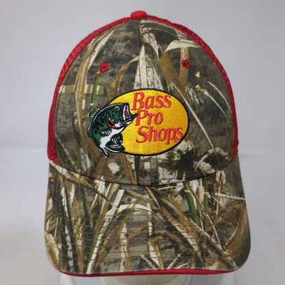 Bass Pro Shops Trucker Hat Red Green One Size Snapback Mesh Camo Fishing Hunting