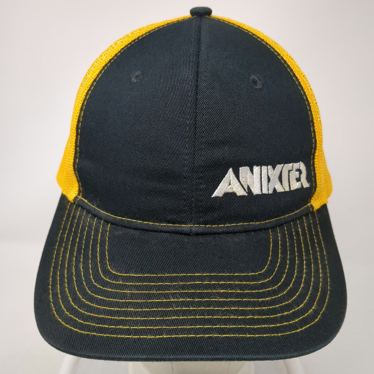 Port Authority Trucker Hat Black Yellow One Size Anixter Logo Embroidered Mesh