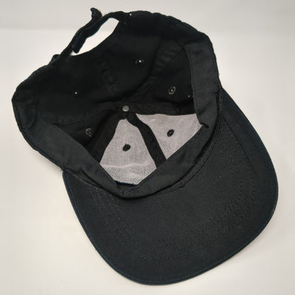 Unbranded Strapback Hat Black One Size Solid Adjustable Blank 6 Panel