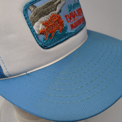 Vintage Marineland Baja Reef Snapback Mesh Back Trucker Hat Blue White
