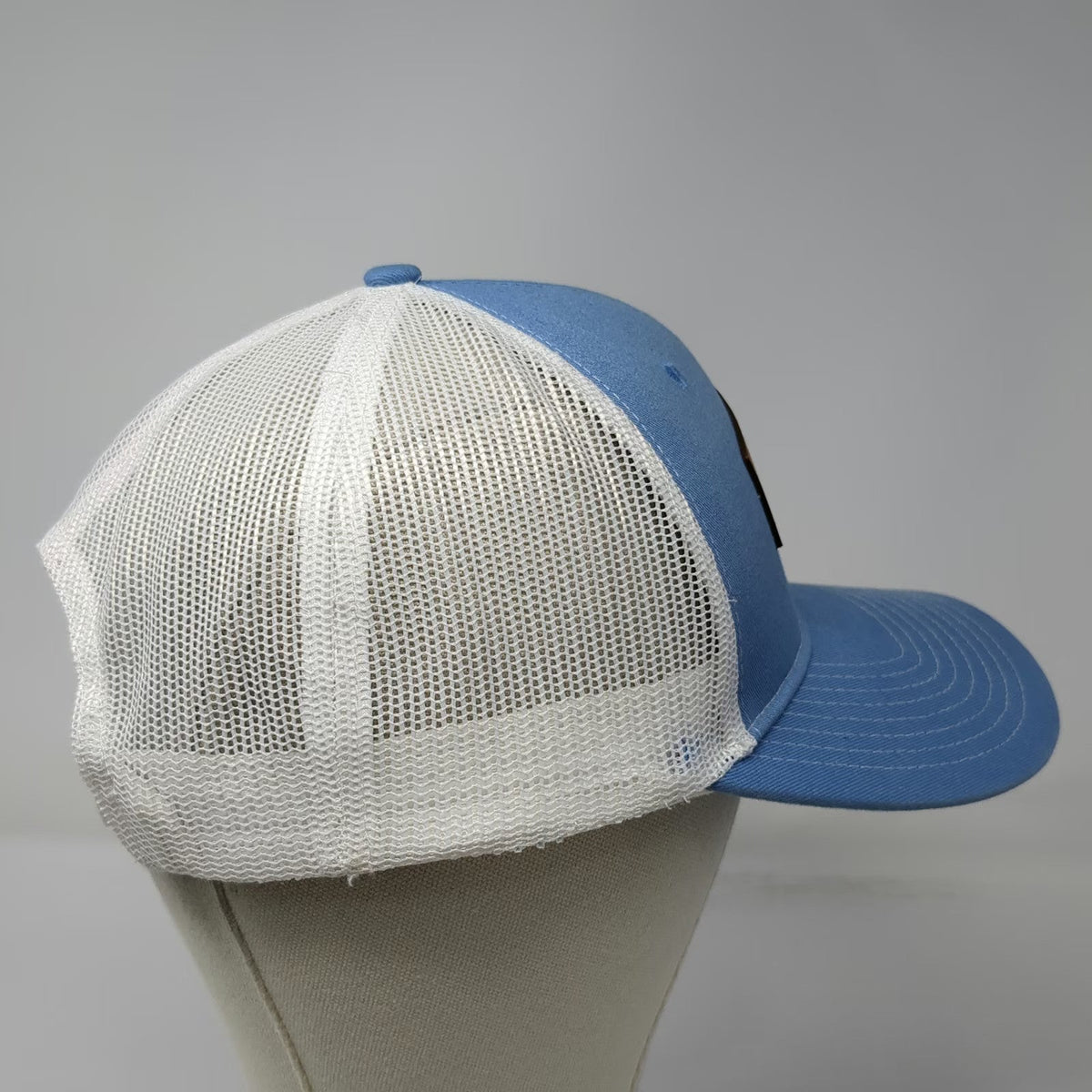 Port Authority Trucker Hat Blue White One Size Saltwater Cowboys Leather Patch