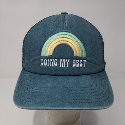 Doing My Best Snapback Trucker Hat Greenish-Blue One Size Mesh Back Mighty Fine