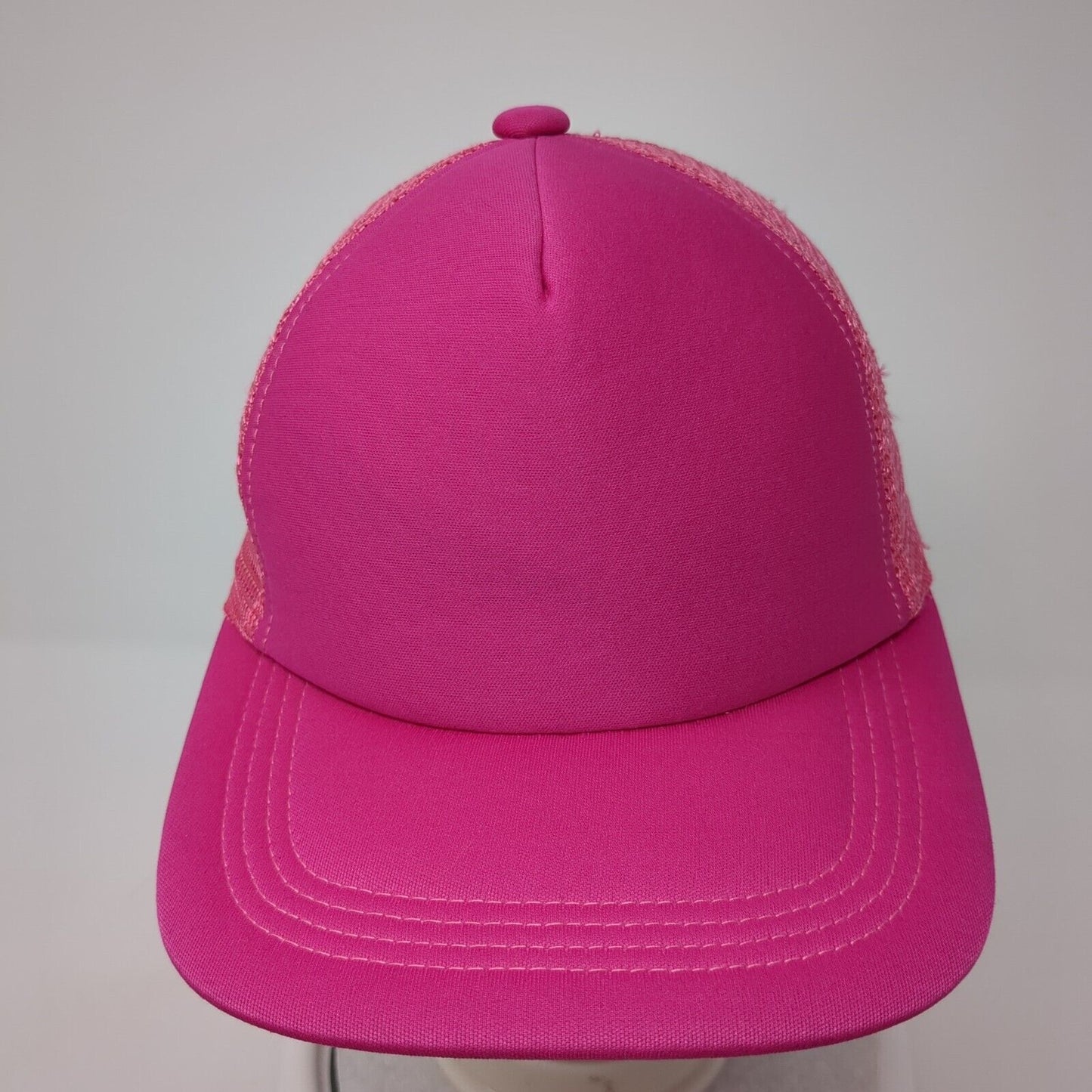 Unbranded Snapback Trucker Hat Pink One Size Adjustable Mesh Back Blank
