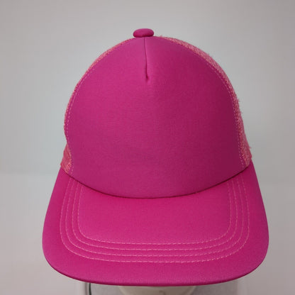 Unbranded Snapback Trucker Hat Pink One Size Adjustable Mesh Back Blank