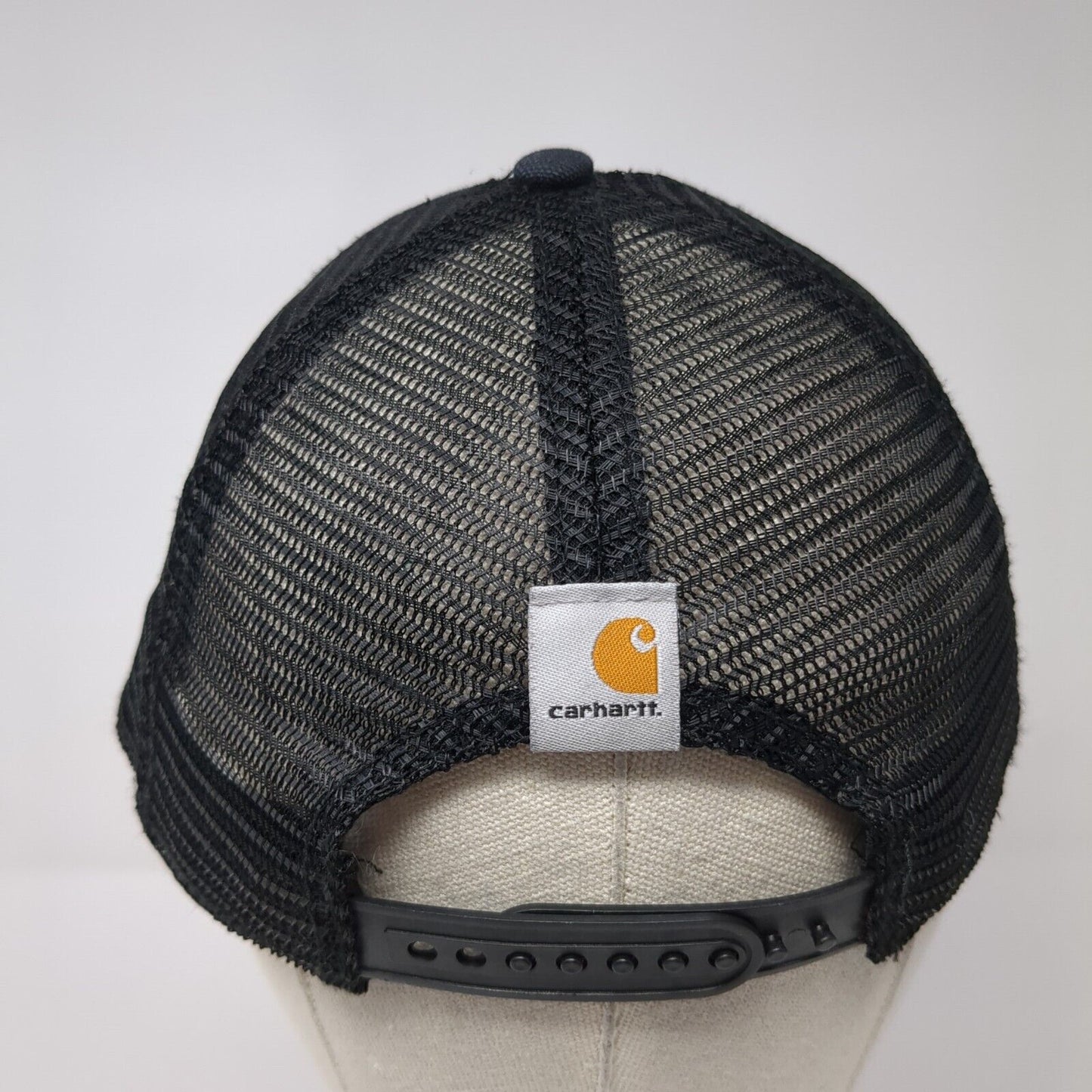 Carhartt Snapback Trucker Hat Black One Size Adjustable Embroidered Mesh Back