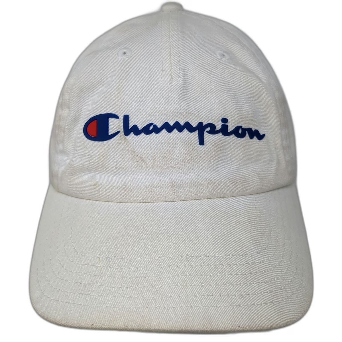 Champion 5 Panel White Hat One Size Strapback 100% Cotton Embroidered Logo