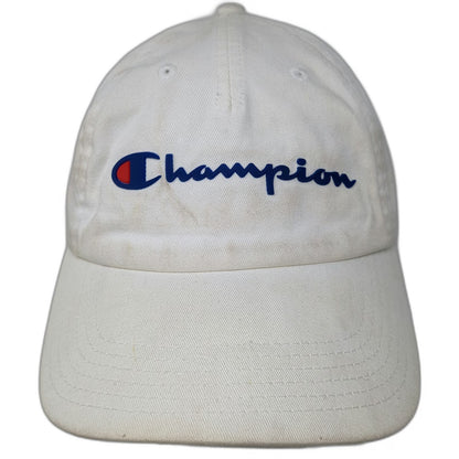 Champion 5 Panel White Hat One Size Strapback 100% Cotton Embroidered Logo