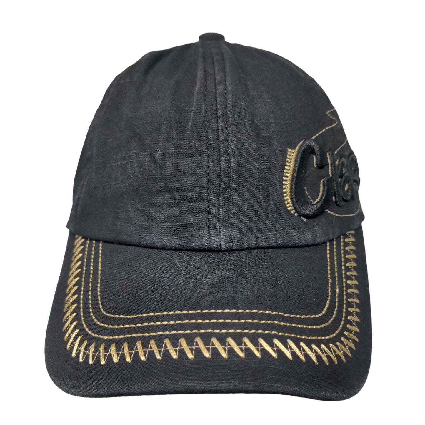 Classic Slideback Hat Black One Size Adjustable Embroidered 6 Panel Cotton