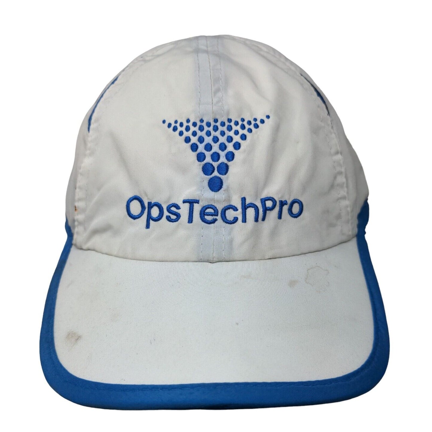 OpsTechPro Strapback Hat White OSFM Embroidered Mesh Trim Hit Wear