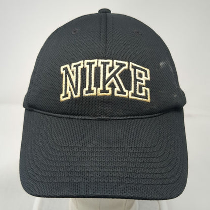 Nike Baseball Cap Black One Size Strapback Gold Embroidered Collegiate Logo Hat