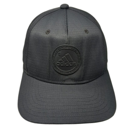 Adidas 5 Panel Black Hat OSFM Snapback Rubber Logo Patch Three Stripes Polyester