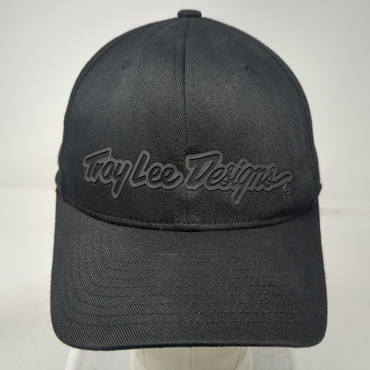 Troy Lee Designs Baseball Cap Black S/M Flexfit Raised Rubber Logo Signature Hat