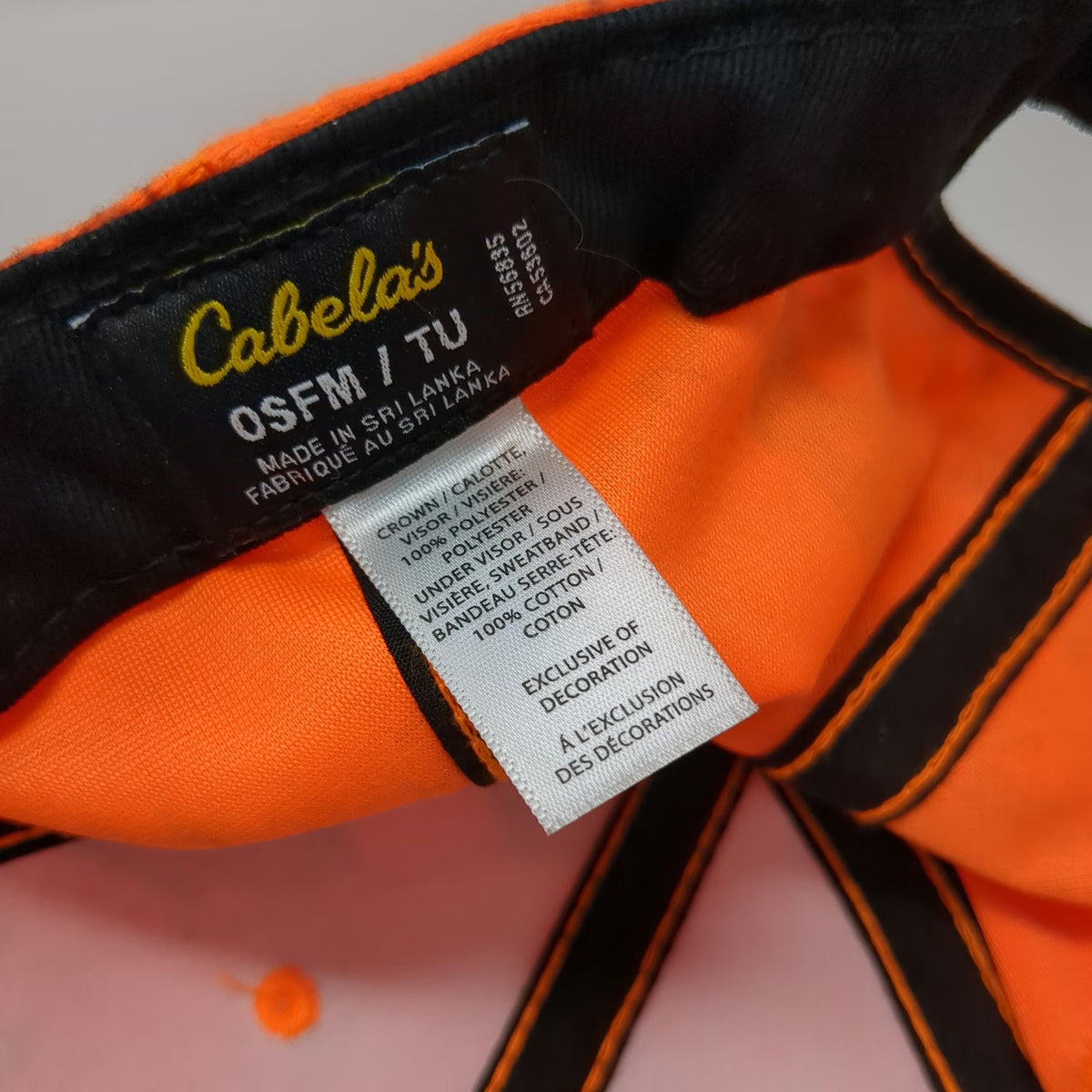 Cabela's Baseball Cap Orange One Size Camo Zonz Woodlands Strapback Hunting Hat
