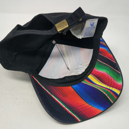 Morpho 5 Panel Black Multicolor Mexico Script Embroidery One Size Adjustable Hat