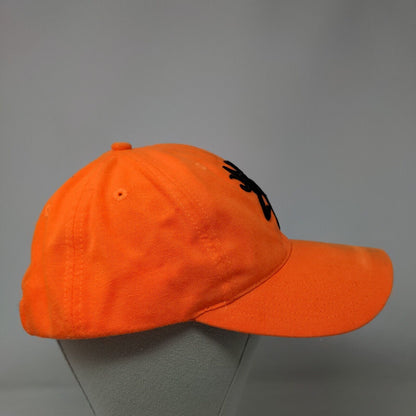 Browning Strapback Hat Orange OSFA Adjustable Embroidered Vented Holes 6 Panel