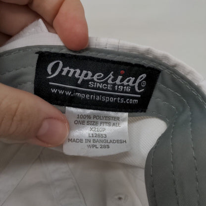 Imperial Strapback Hat White OSFA Adjustable Embroidered Vented Holes