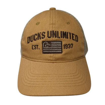 Ducks Unlimited Est 1937 Snapback Trucker Hat Brown OS Adjustable Mesh Back OC