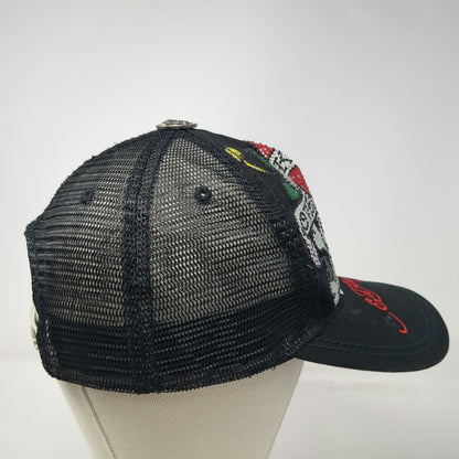 Ed Hardy Trucker Hat Black One Size Love Kills Slowly Rhinestone Skull Tattoo