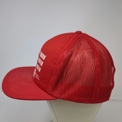 Raven Screens Trucker Hat Red Alaska Hell Freezes Over Graphic Snapback Vintage