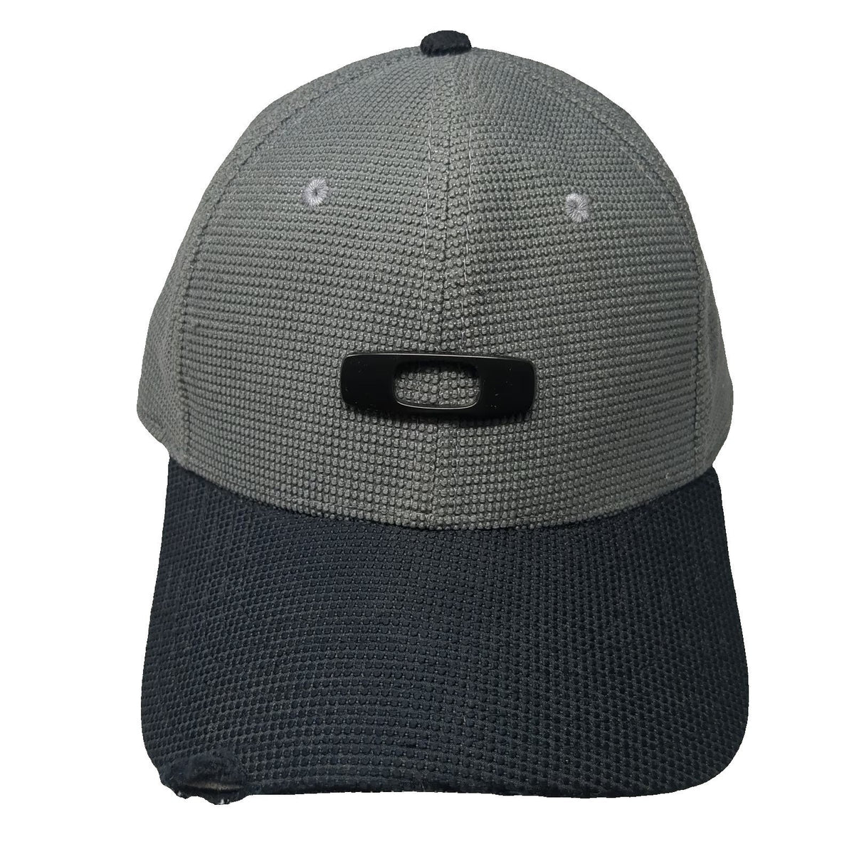 Oakley Baseball Cap Hat Gray Black XL Textured Honeycomb A-Flex Fitted Stretch
